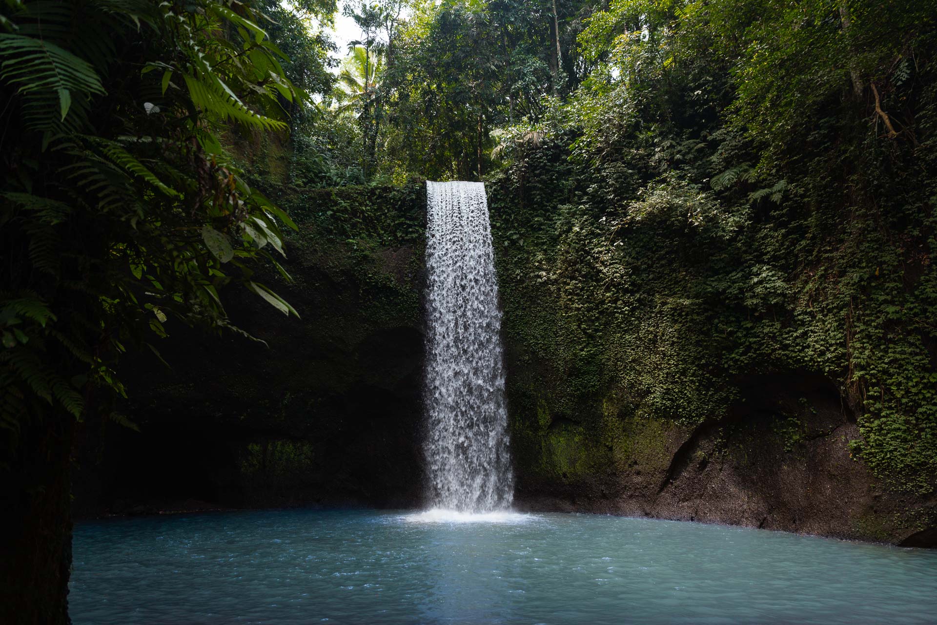 Ubud waterfalls Tibumana in a forest